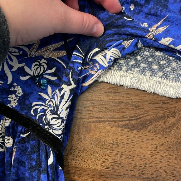 Jaase Lotus Moonlight Blue Jessie Floral Long Sleeve Mini Dress Size Medium - Picture 8 of 9